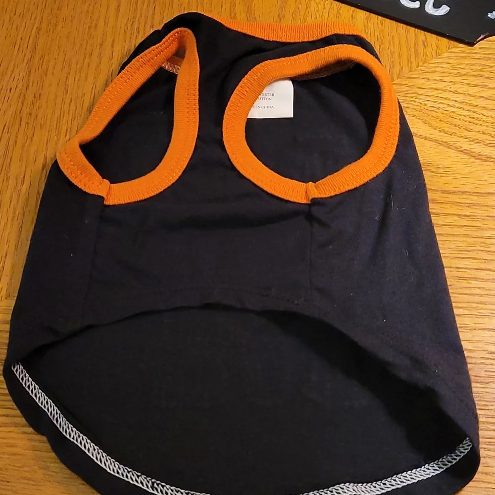 Trick or Treat Rhinestone Pull Over T-Shirt Small Dog Black Orange Halloween